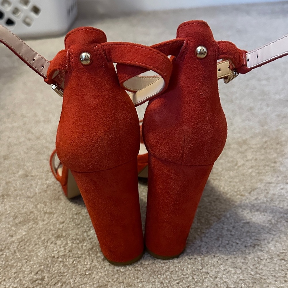 Nine West Red Suede Block Heel Sandals - Picture 3 of 4